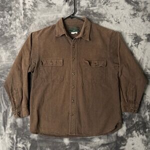 Field & Stream Button Down Shirt Mens L Brown Flannel Heavyweight